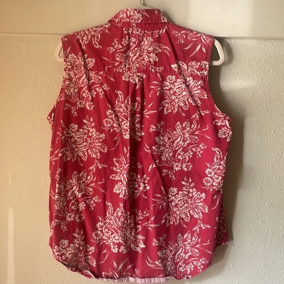 Vintage Merona red floral sleeveless button down cotton blouse - Picture 5 of 5